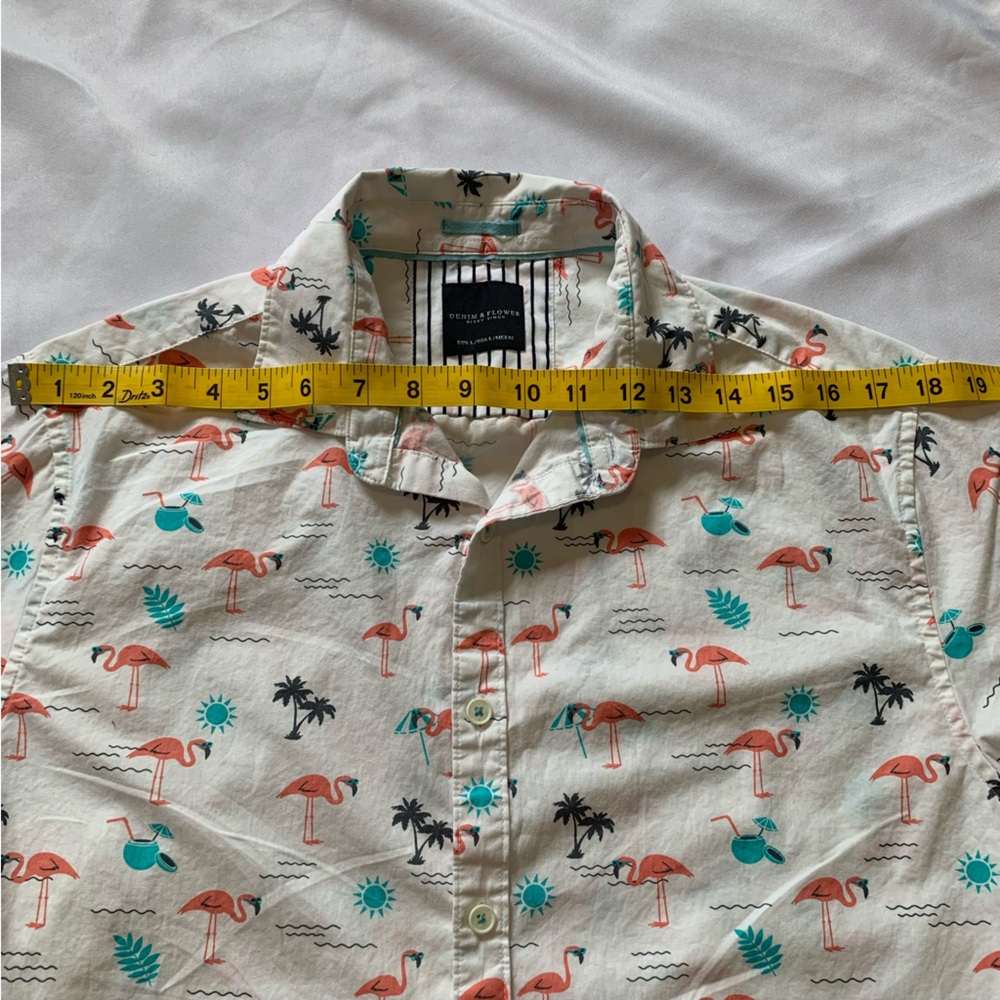 Denim & Flower Men's Flamingo Short Sleeve Large Shirt Summer Preppy Casual - Picture 6 of 6